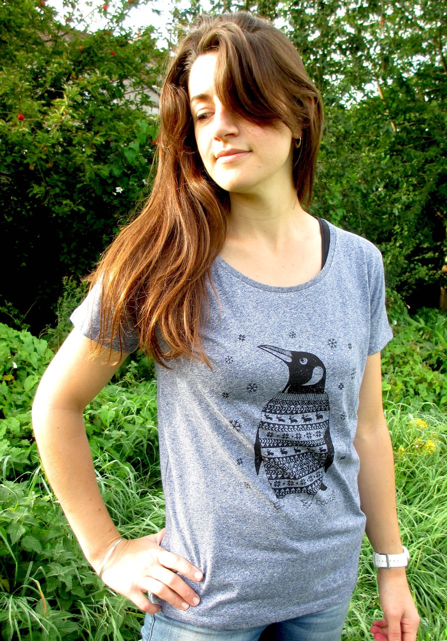Organic Percy the Penguin Womens T-shirt. SALE