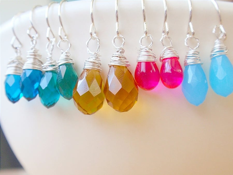 Faceted crystal wire wrapped earrings