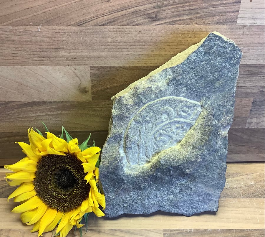 Henry III coin in clod stone carving -  metal detectorist gift