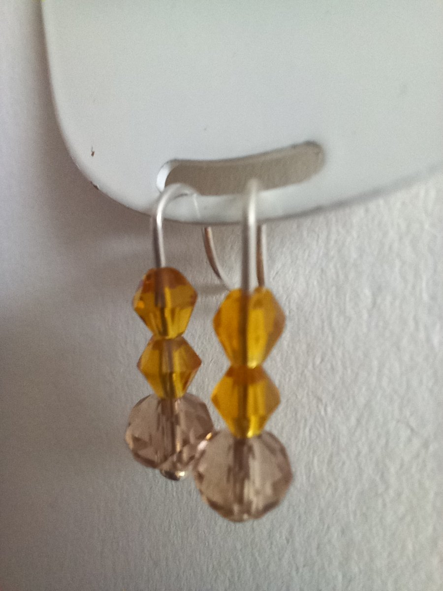 Children's Recycled Silver Amber Glass Earrings 
