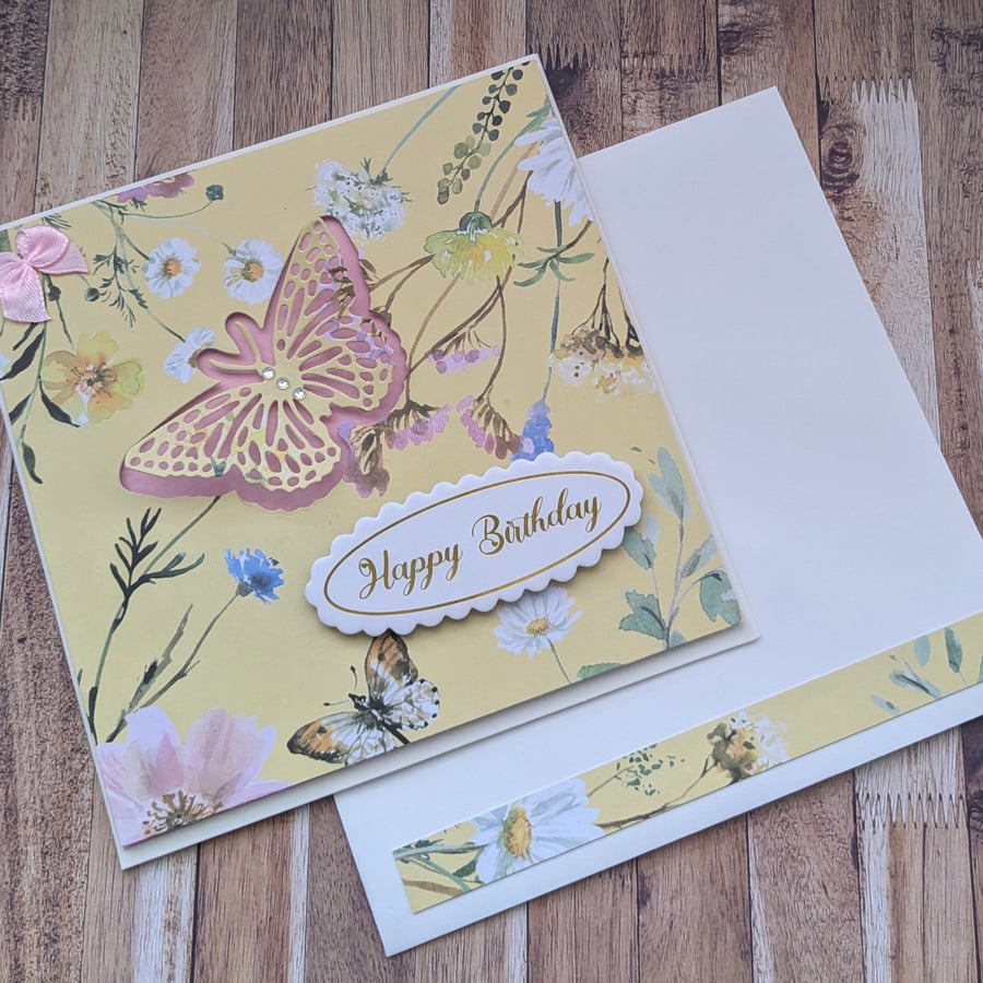 Handmade pretty butterfly birthday card for her 