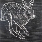 Running (hare) - Limited Edition Woodcut Print -Original Art for Wildlife lovers