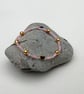 Beaded bracelet stackable pink glass gold
