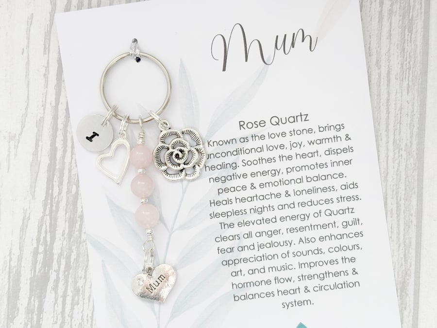 Personalised Rose Quartz Mum Keyring