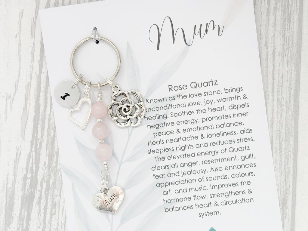 Personalised Rose Quartz Mum Keyring