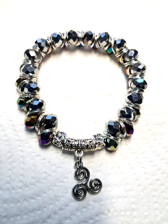 Stretch Rondelle Handmade Peacock Bracelet 