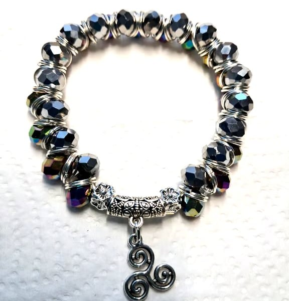 Stretch Rondelle Handmade Peacock Bracelet 