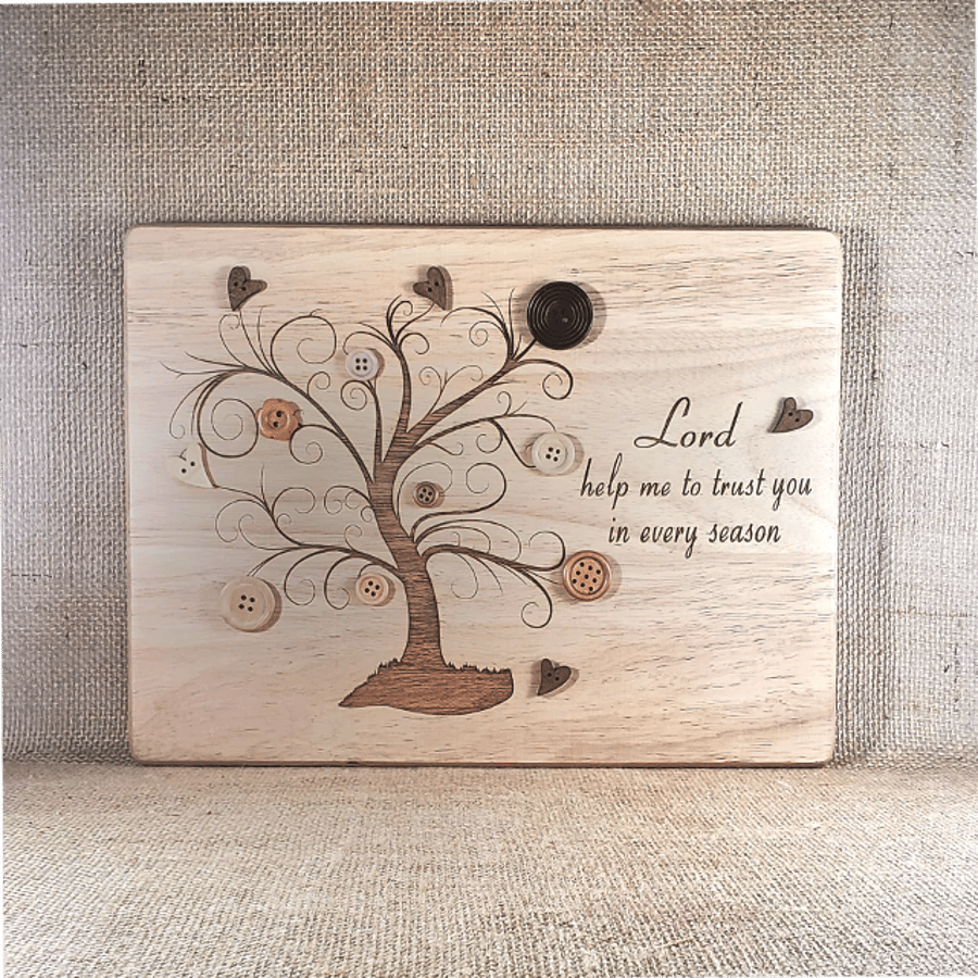 'Lord help me to trust you' - Heart Prayer - Laser Engraved Wooden Plaque