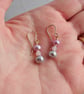 Pink and Grey Pearl Earrings with Lilac Swarovski Beads - 14k Gold Filled Hooks - Image 7