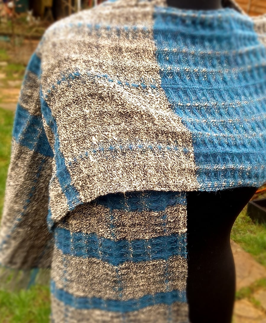 Snow and Ice Handwoven Shawl