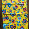 Handmade Vintage Folk Art Tea Towel – Vibrant Yellow Floral & Rooster Print by A