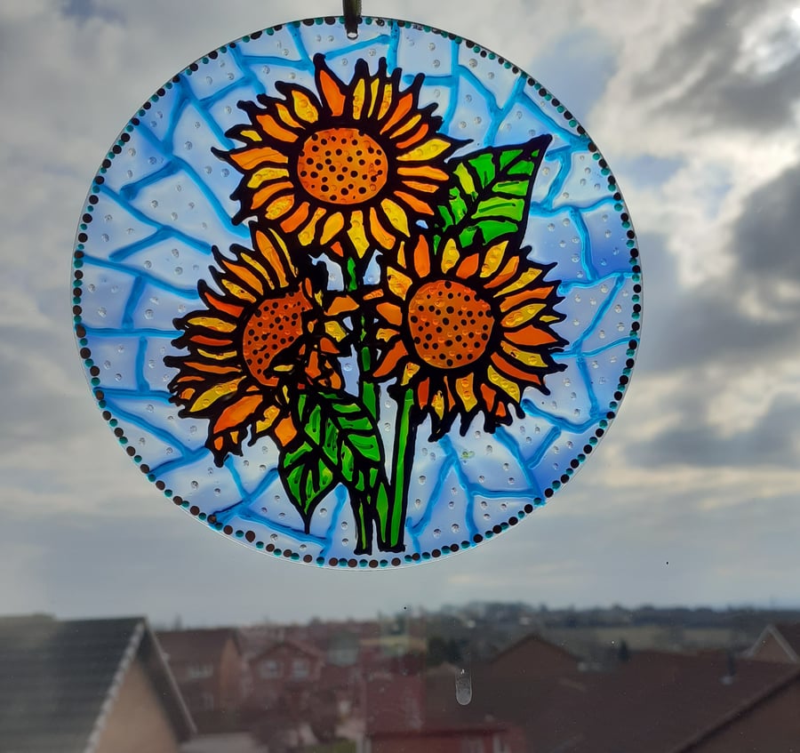 Sun flower sun-catcher, yellow flower, suncatcher