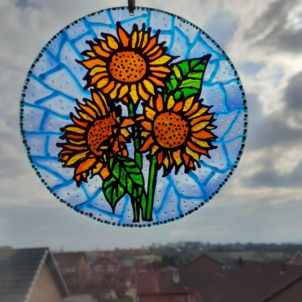 Sun flower sun-catcher, yellow flower, suncatcher