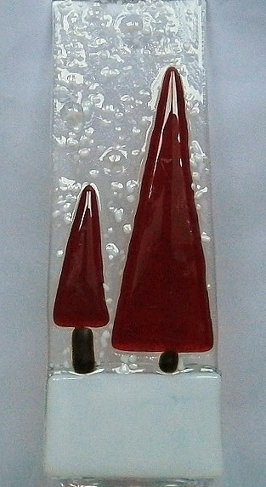 Snowy red Christmas tree tealight or candle holder