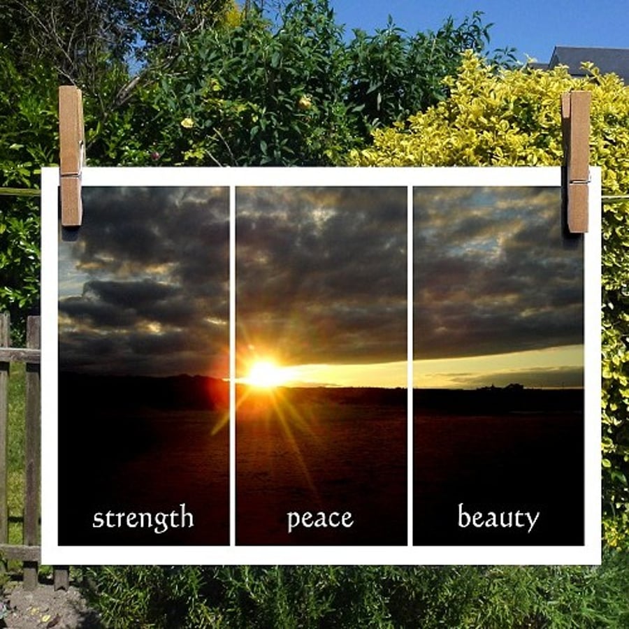 ‘Inspirational Sky Views’- A4 print: Strength, Peace, Beauty (Sunset Skies)