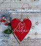 Lavender Filled Red Fabric Personalised Christmas Heart Decoration - Image 1