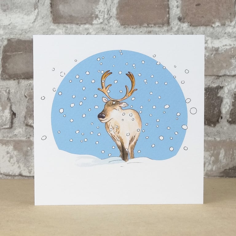 Christmas Card Snow Reindeer