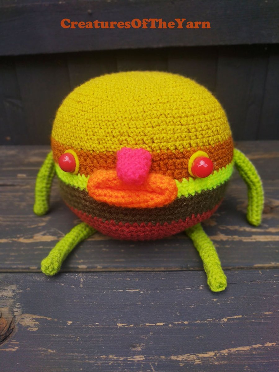Bonzo, crocheted collectible creature, toy for grown ups