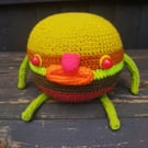 Bonzo, crocheted collectible creature, toy for grown ups