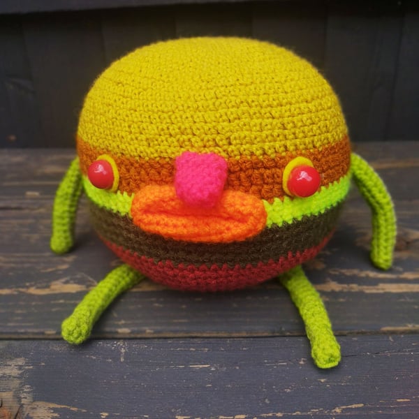Bonzo, crocheted collectible creature, toy for grown ups