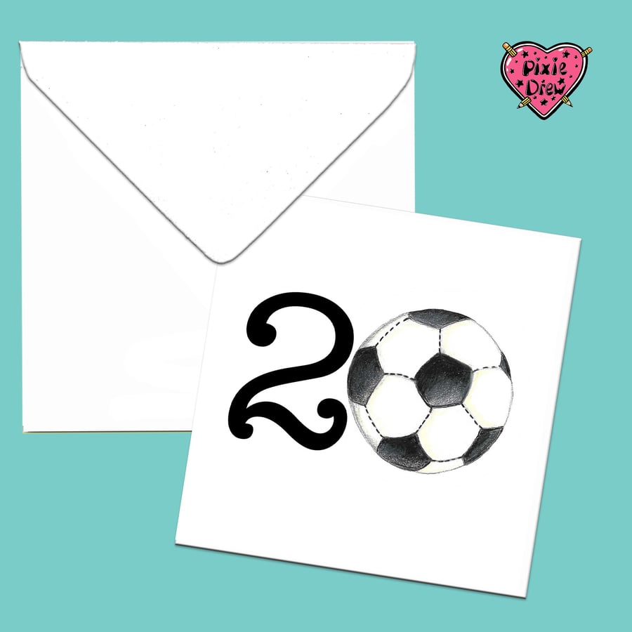 20th birthday card, Age 20 football card