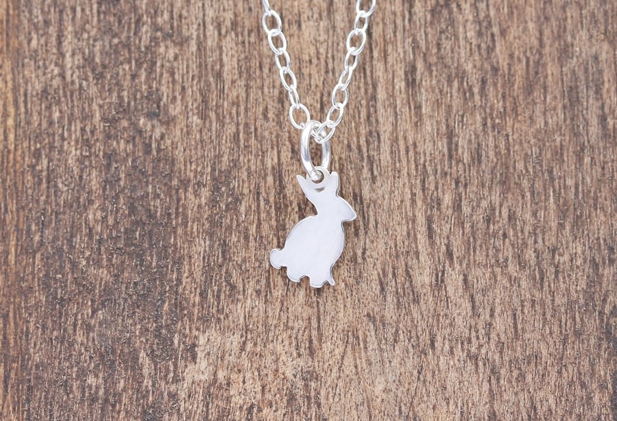 Silver Bunny Necklace - Tiny Silver Necklace - Bunny Rabbit Necklace 