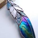 Stained Glass Magpie Feather - handmade in Hampshire