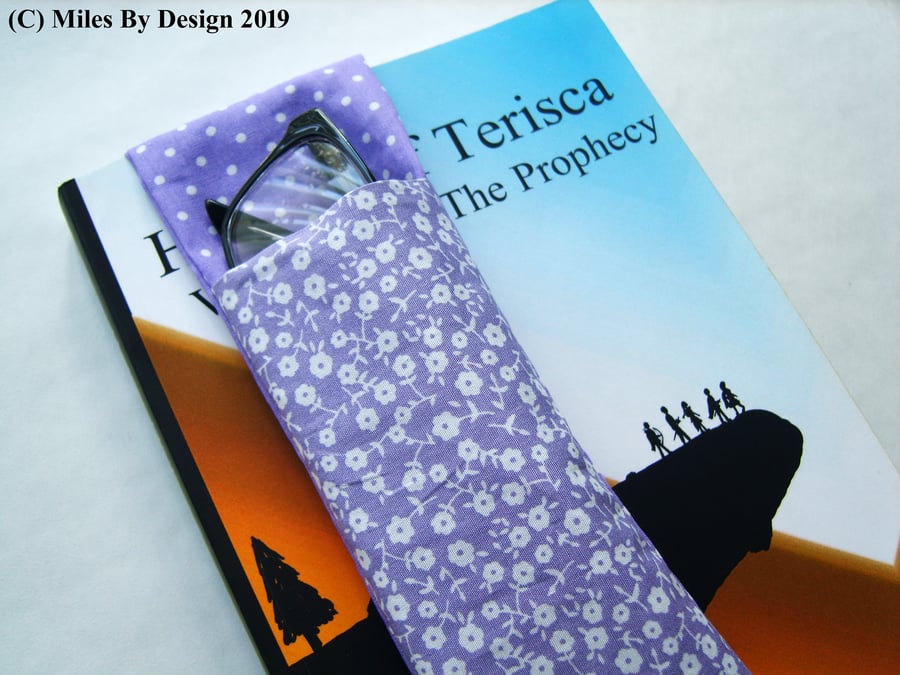Mauve Fabric Glasses Holder Bookmark