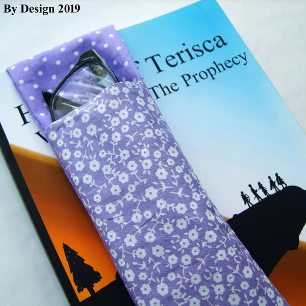 Mauve Fabric Glasses Holder Bookmark