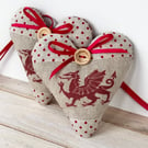 WELSH DRAGON HEART - polka dot and micro checks