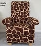 Giraffe Skin Fabric Adult Chair Armchair Accent Small Brown Bedroom Fireside - Image 2