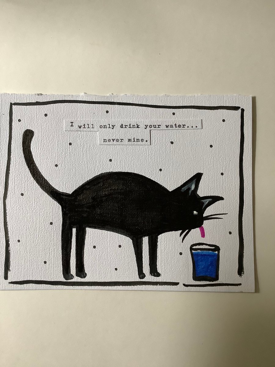 Cat drawing, original art. Funny, quirky. Cat l... Folksy