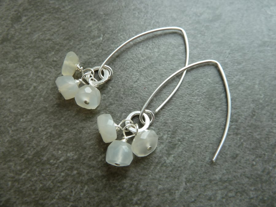 sterling silver earrings, moonstone gemstone