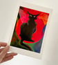 Art Print - Jazz Cat - Black Cat - Cat Lover Gift - Colourful Wall Art - Image 3