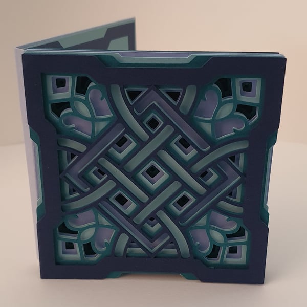 Celtic Knot Birthday Card in blue