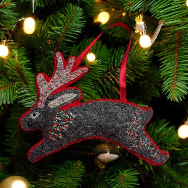 Sustainable Christmas Decoration Felt Jackalope Heirloom 