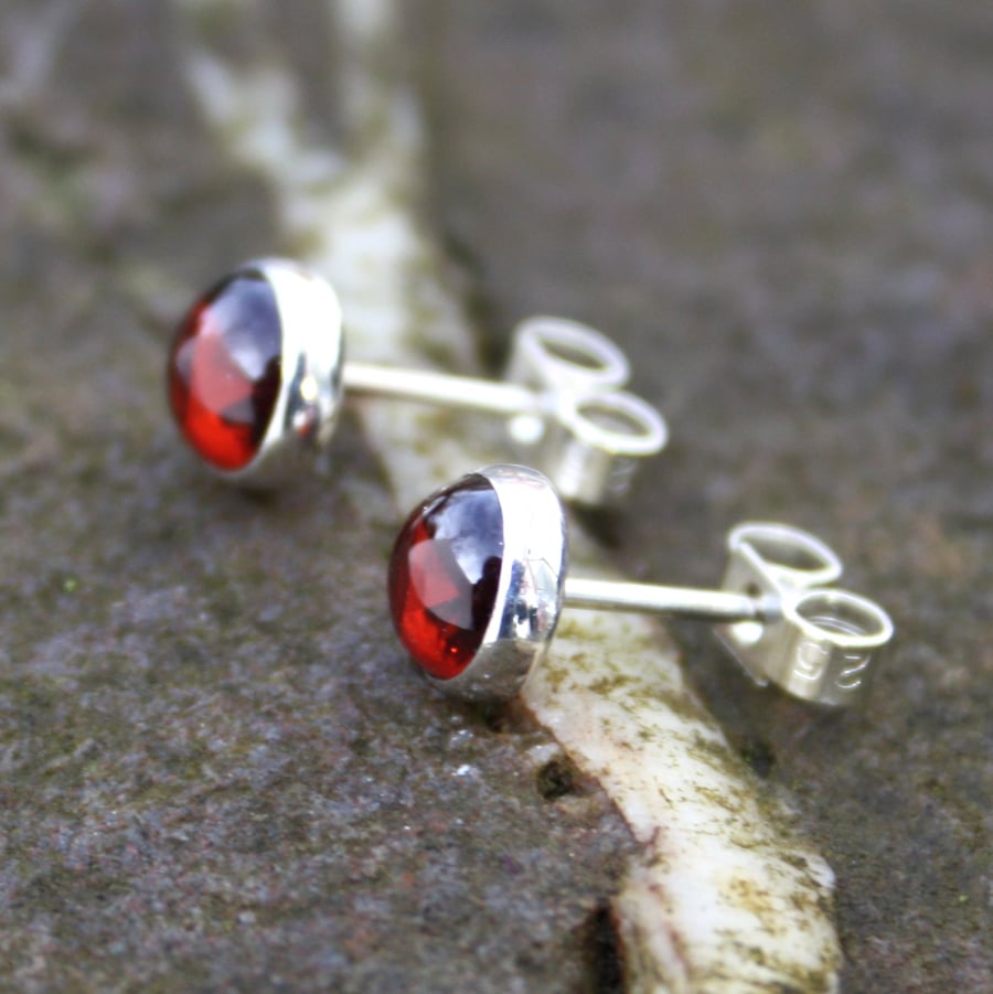  Garnet stud earrings sterling silver , gemstone studs