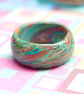 Fancy Marbled Emerald and Golds Ring - Handmade - Size S - Image 6