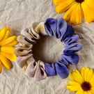 Half and half plant dyed silk scrunchie - Small