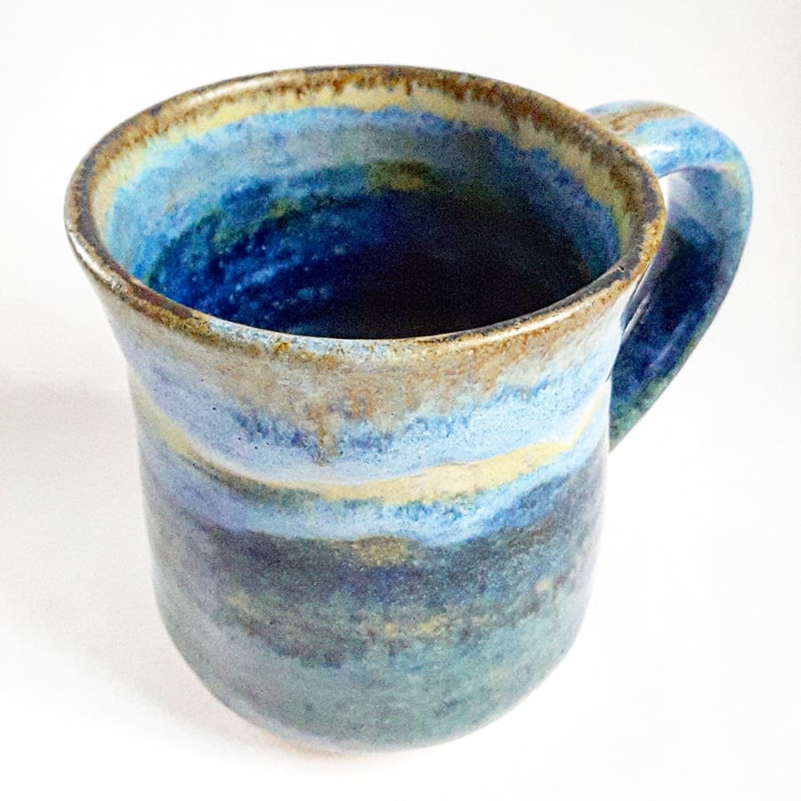 Ceramic Mug in Blue Glazes