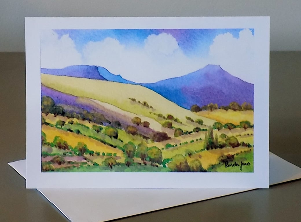 Art Greetings Card, Pen Y Fan, The Brecon Beacons, Blank inside, A5