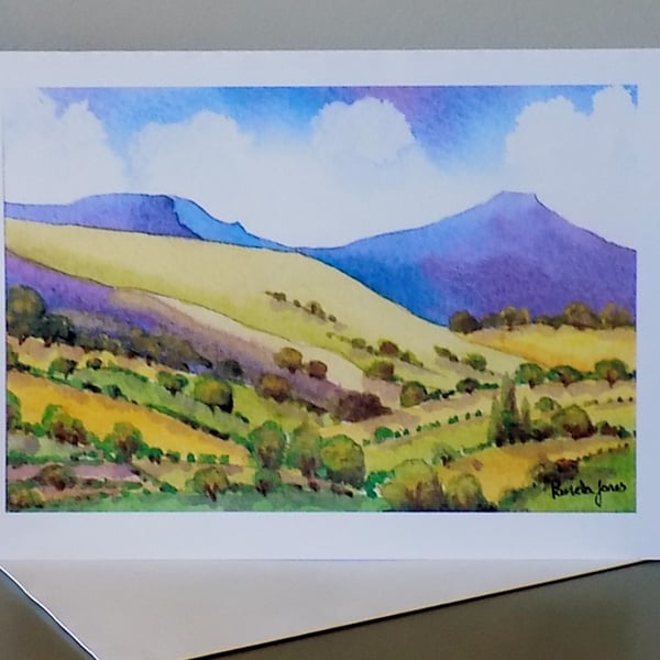 Art Greetings Card, Pen Y Fan, The Brecon Beacons, Blank inside, A5