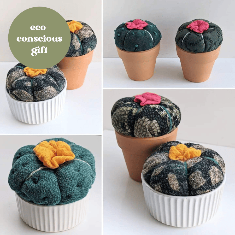 Handmade Potted Cactus from Recycled Clothing