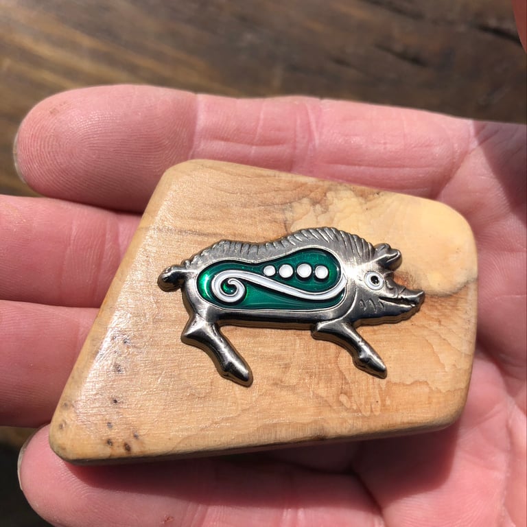 Pagan Boar Yew Brooch