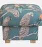 Storage Footstool Aviary Lagoon Fabric Birds Parrots Green Pouffe Botanical  - Image 1