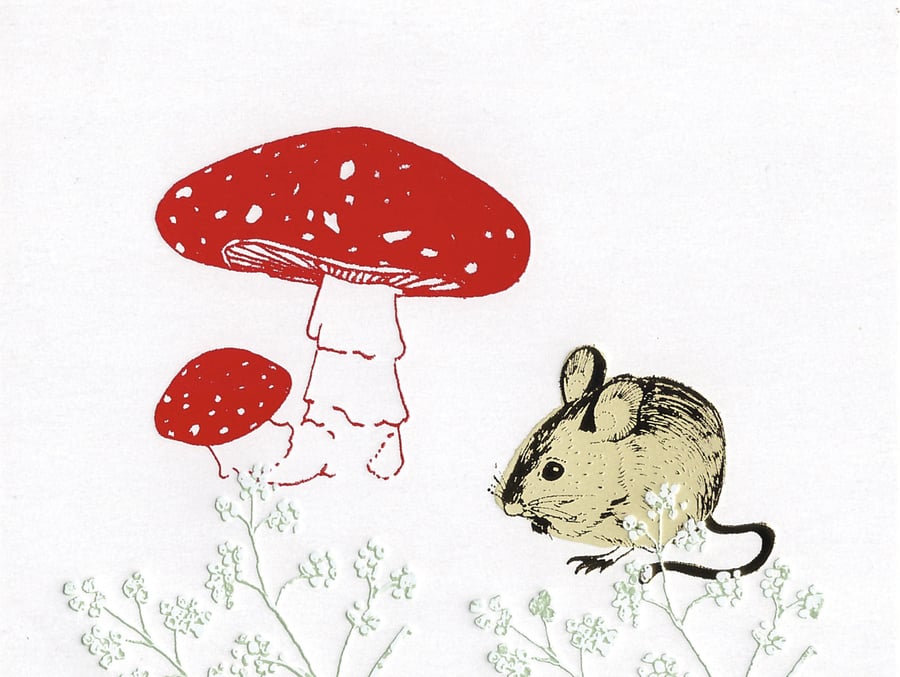Fly Agaric and Mouse - Greetings Card