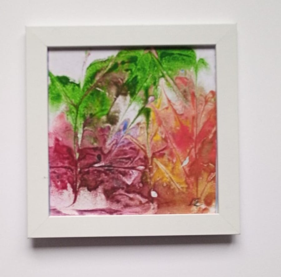 small picture abstract original painting paper on the board framed gift