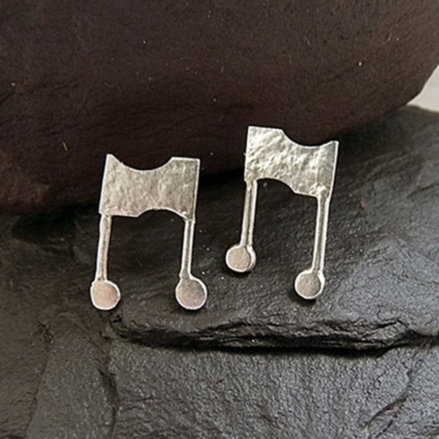 Sterling Silver Musical Note Studs