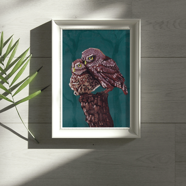 Burrowing Owl Pair - Original Art Print