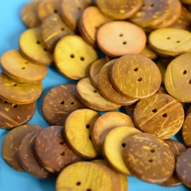 Bright and Bold Yellow Coconut Shell Buttons 6pk 20mm